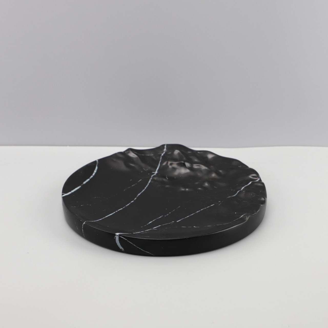 Moderno simple imitación de resina de mármol ondas redondas bandeja de frutas bandeja sala de estar portal accesorios para el hogar