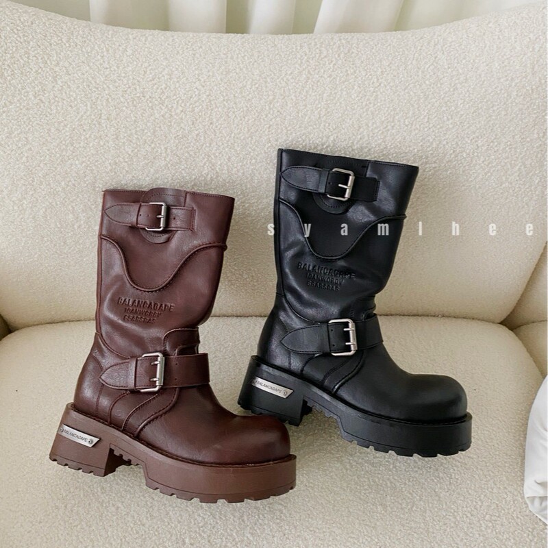 European Station 2025 Autumn Collection Genuine Leather Retro Trendy Casual Slip-On Riding Boots for Women Versatile Chelsea Boots High Boots