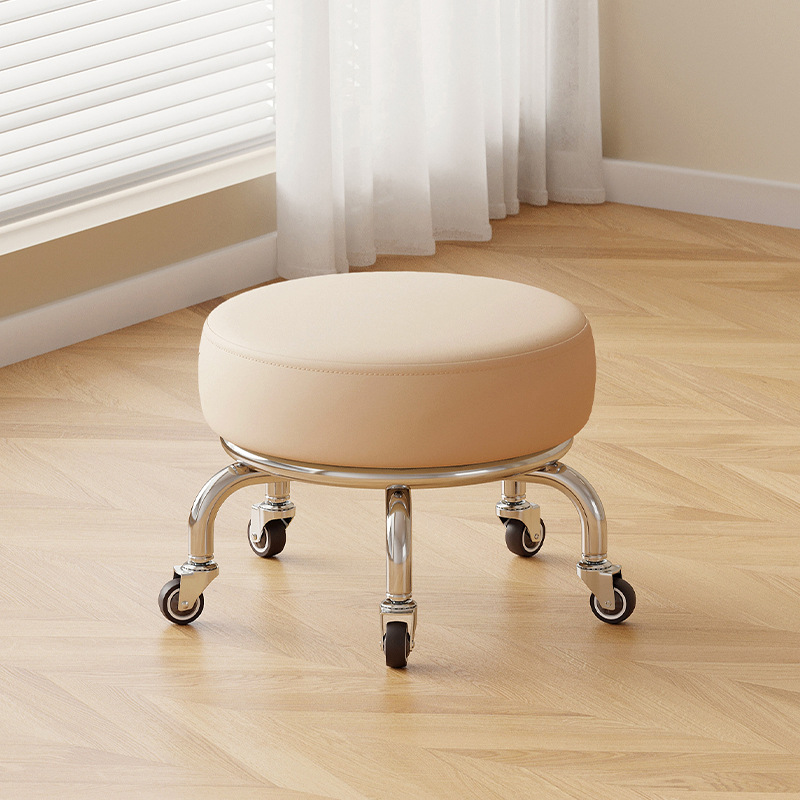 Polia doméstica taburete bajo rueda universal pequeño taburete silencioso rotativo taburete redondo móvil con artefacto moderno y simple