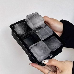 Food Grade Silicone Ice Cube Mold Whiskey Large Square Ice Cube Box with Lid Ice Cocktail Ice Puck Model