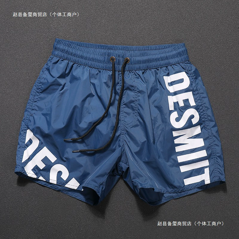 Шорты для фитнеса, спортивные легкие быстросохнущие пляжные брюки для мужчин, летние большие буквы, свободные трехточечные брюки для плавания, модные