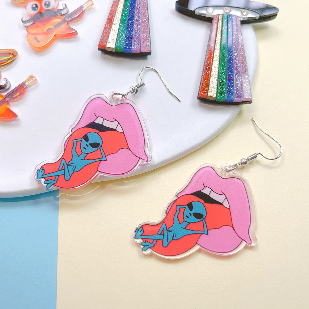 Women'S Gender 1 Pair Cartoon Style Alien Ufo Acrylic Women'S Drop Earrings Earrings Ear Studs