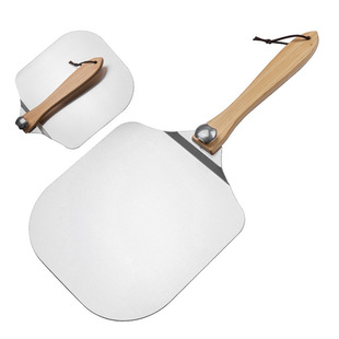Amazon Cross-Border 12inch Thickeneded Aluminum Pizza Shovel Foldableable Handle Wooden Handle Pizza Cutter Cake Baking Shovel