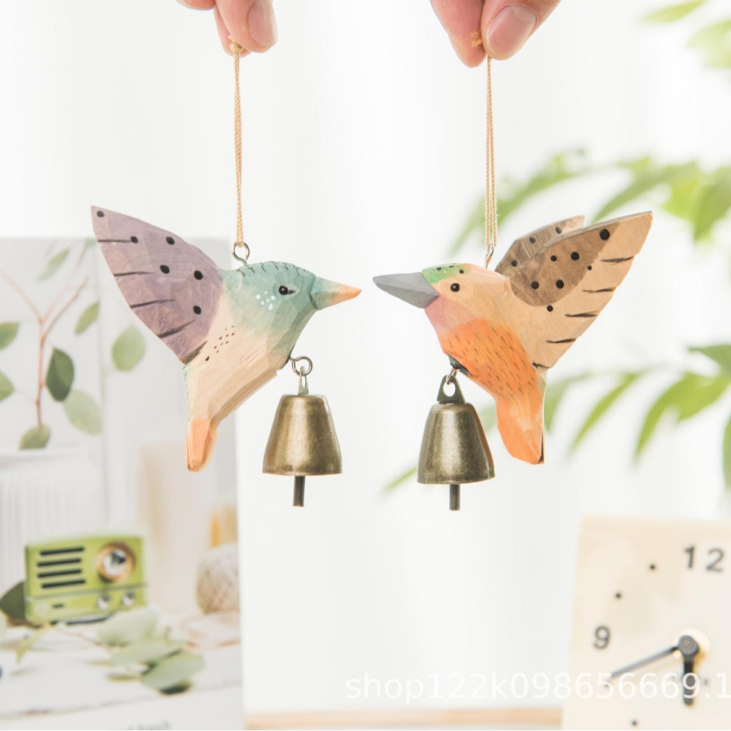 Hecha a mano colibríes colgar decoración de mesa campana colgar decoración de patio campana de viento pájaros