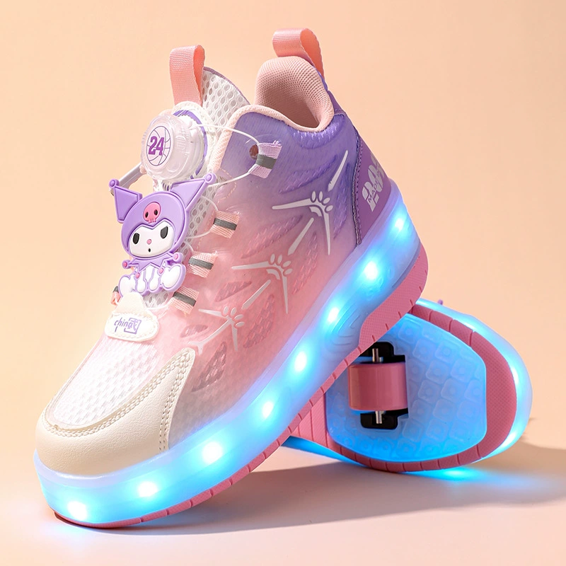 Туфли Heelys для девочек, невидимые выдвижные, милый стиль, вращающиеся кнопки с подсветкой, роликовые коньки для мальчиков начальной школы.