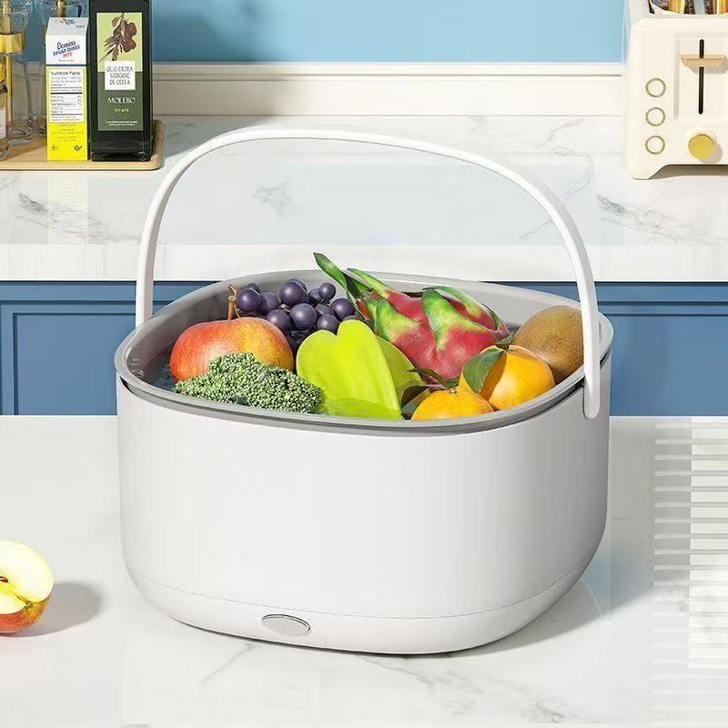 Hot Selling Vegetable Washing Basket, Fruit and Vegetable Large Capacity Drain Basket, Ingredient Purifier, Double Layer Drain Electric Vegetable Washing Basket Wholesale