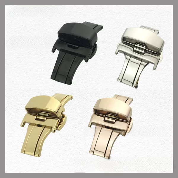 Stainless Steel Butterfly Buckle Automatic Double Press Butterfly Buckle Buckle Belt Butterfly Buckle Leather Strap Buckle Watch Accessories