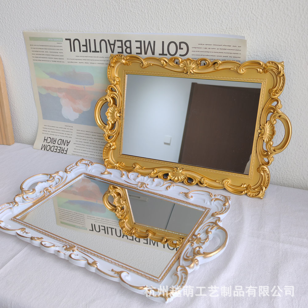 Bandeja de espejo de vidrio retro estilo europeo, estilo "ins", decoración para sala de estar, para aromaterapia, exhibición de joyería, bandeja de almacenamiento.