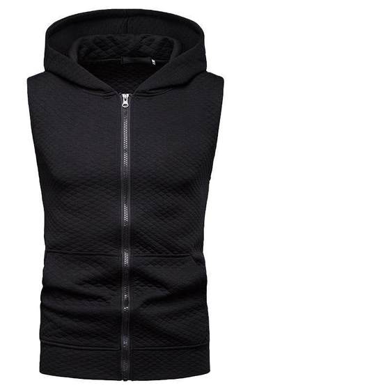 2021 foreign trade summer new men's hooded rhombus zipper sleeveless casual T-shirt zipper cardigan vest