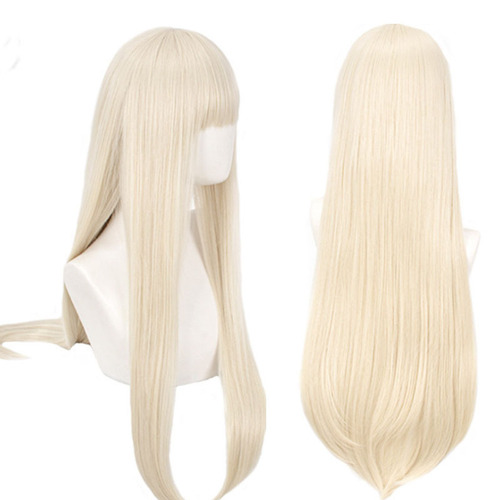 Crazy Gambling Abyss yellow wig, Huang Quanzuki Runa Luna cos anime wig, milky blonde face-shaping wig with bangs