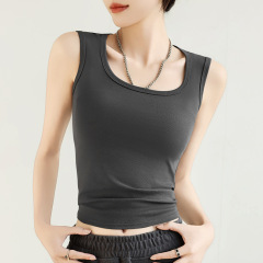 H 349純綿のキャミソールの女性の夏の新型工字の中に肩を広くして副乳を遮って白い底の上着を修理します。