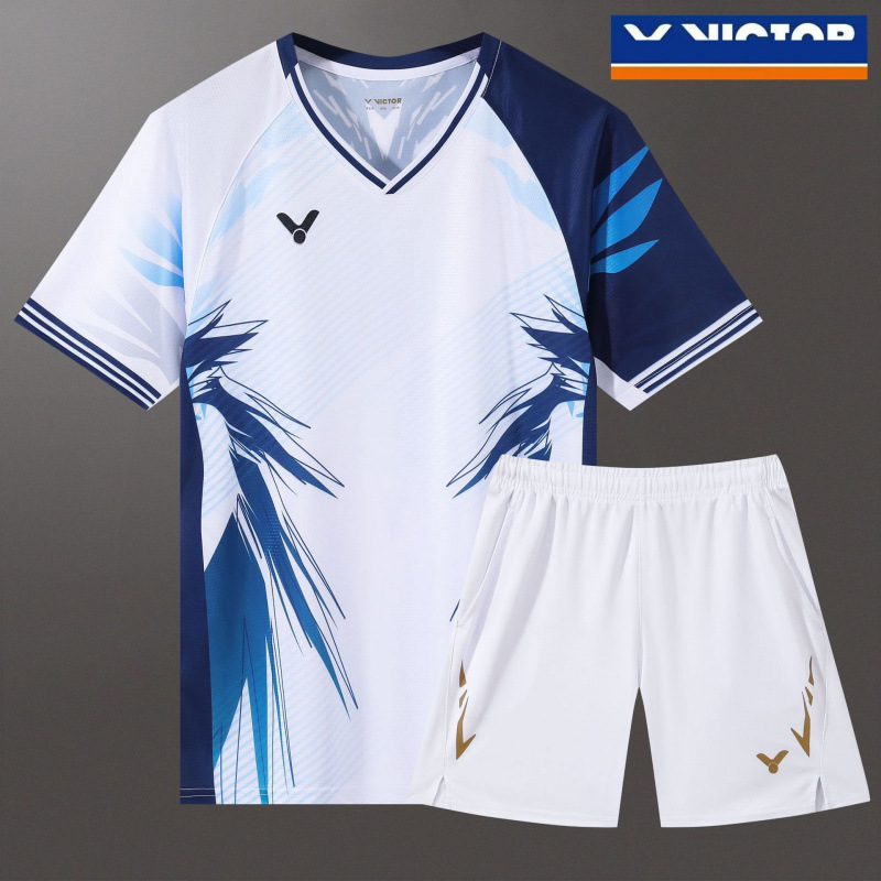 2025 estilo explosivo traje de bádminton Victory traje de ropa deportiva transpirable de secado rápido para hombres y mujeres traje de competencia camiseta de manga corta