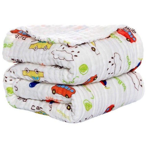 Six-layer washed cotton gauze infant and child bath towel baby blanket cartoon printed towel is absorbent and breathable