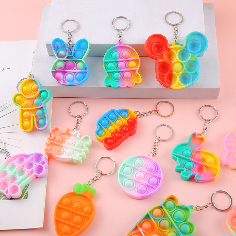 Creative finger pressure bubble music decompression children's toys small rainbow key chain pendant kindergarten small gifts Creative finger pressure bubble music decompression children's toys small rainbow key chain pendant kindergarten small gifts