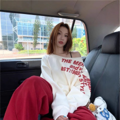 美式辣妹斜肩长袖t恤卫衣女早秋季2025新款宽松慵懒风设计感上衣