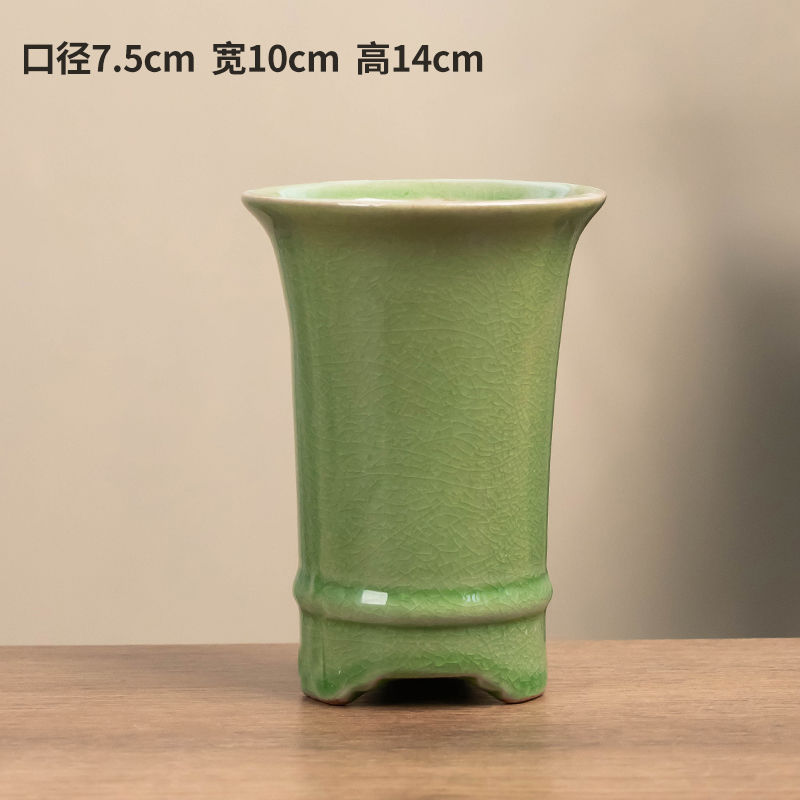 复古兰花花盆陶瓷哥窑家用高款办公桌文竹老桩绿植盆景盆栽多肉盆|undefined