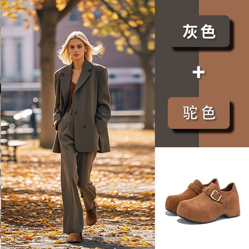 吸膜底卡皮巴拉袋鼠鞋女2025秋冬新款厚底轻奢高级感单鞋百搭女鞋|undefined