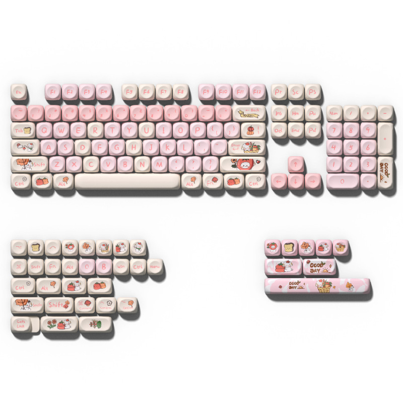 アイスクリーム熊のキーキャップ青いかわいいアニメMOA高さ熱昇華75 98キーセット機械キーボードキャップ|undefined
