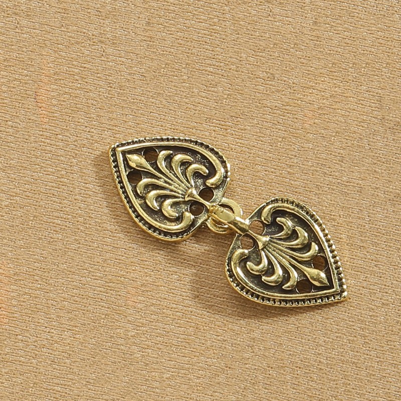 하트 모양의 리프 페어 버클 BC1045 고대 청동 (클립 없음)