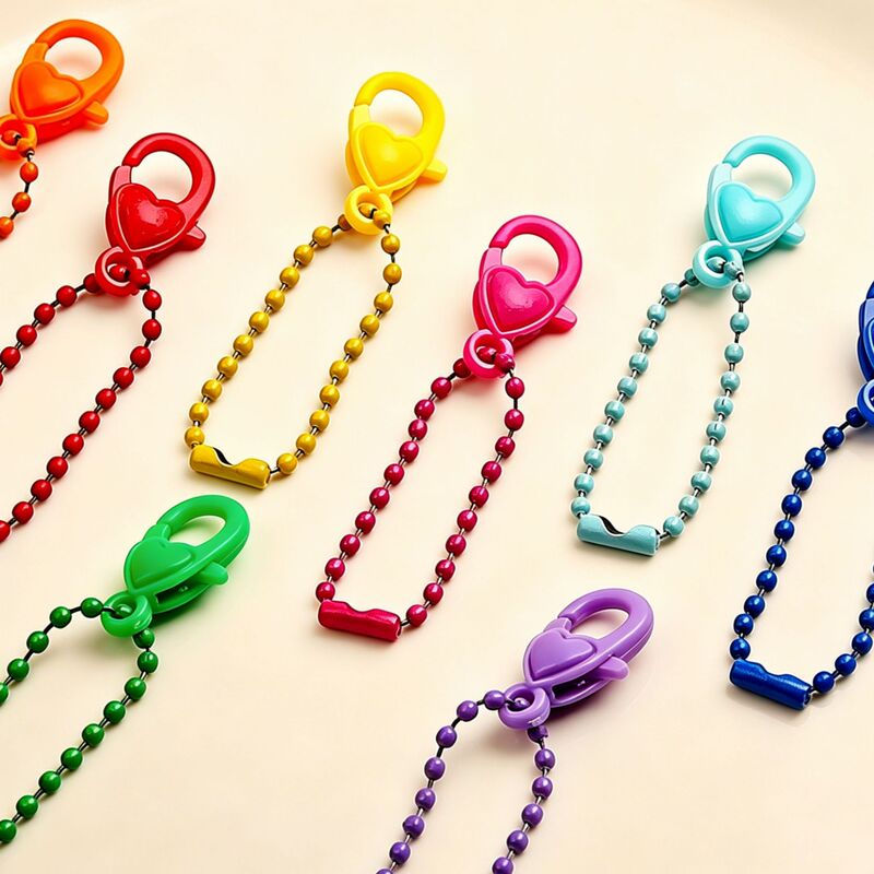 Colorful Plastic Lobster Clasp with Painted Bead Chain DIY Jewelry Accessories Handmade Bead Art Cartoon Toy Pendant Materials