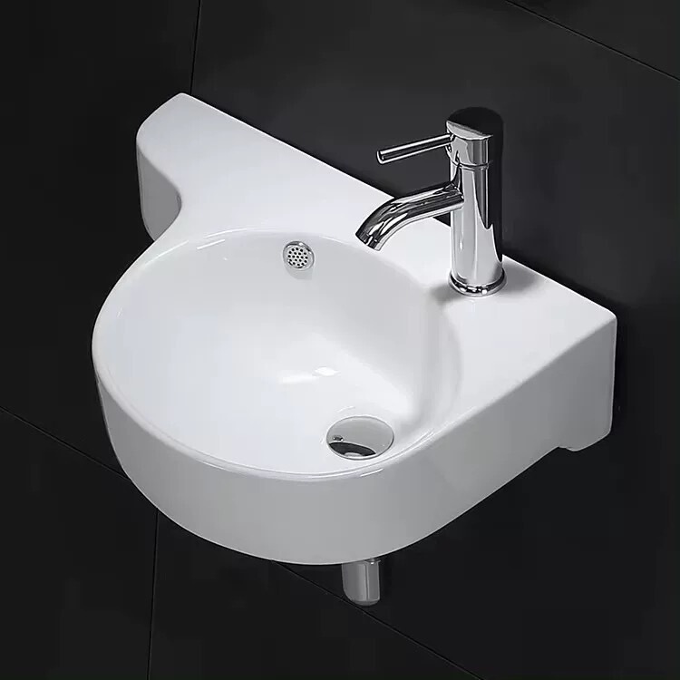 Bathroom Small Household Washbasin Corner Wall-Mounted Ceramic Balcony Irregular Washbasin Triangle Single Basin