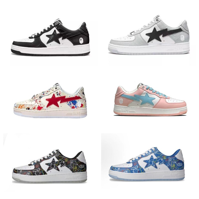 Wholesale Pure Original Bapesta Full Range of Ape Head Co-Branded Marvel Patent Leather Thick-Soled Height-Increasing Low-Top Sneakers for Men and Women