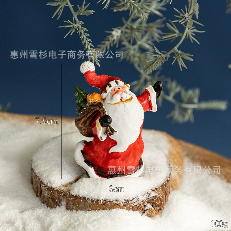 圣诞节树脂摆件装饰品复古铃铛雪人桌面包袱老人橱窗造景家居装饰|undefined