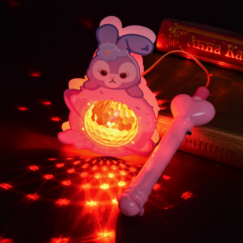 Festival del Medio Otoño Dibujos animados Música portátil luminosa Linternas Mercado nocturno Puesto de juguetes para niños Cantar Proyección Linternas al por mayor