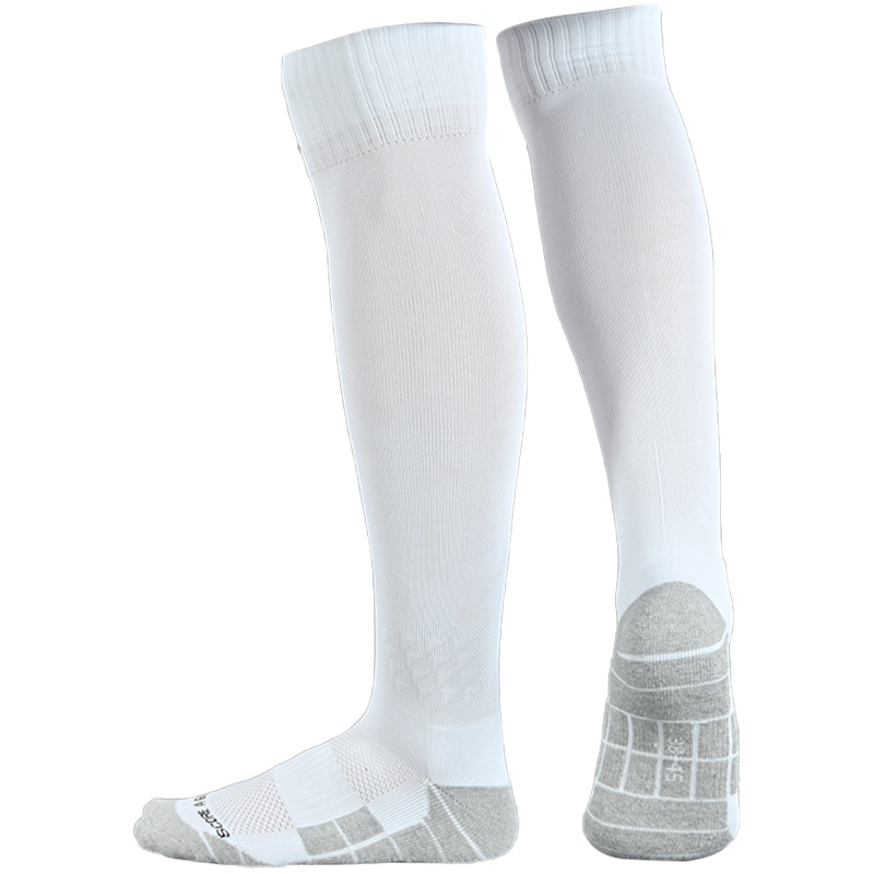 Long Football Socks Men's Towel Bottom Thickeneded Sweat-Absorbent Anti-Slip Shock-Absorbing Running Training Pure Color Long Socks Football Socks