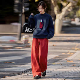 韩版休闲卫衣套装女2026冬季新款设计感时尚运动加绒阔腿裤两件套