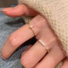 韩版微镶钉子戒指女高级设计感精致百搭开口指环七夕送女朋友礼物