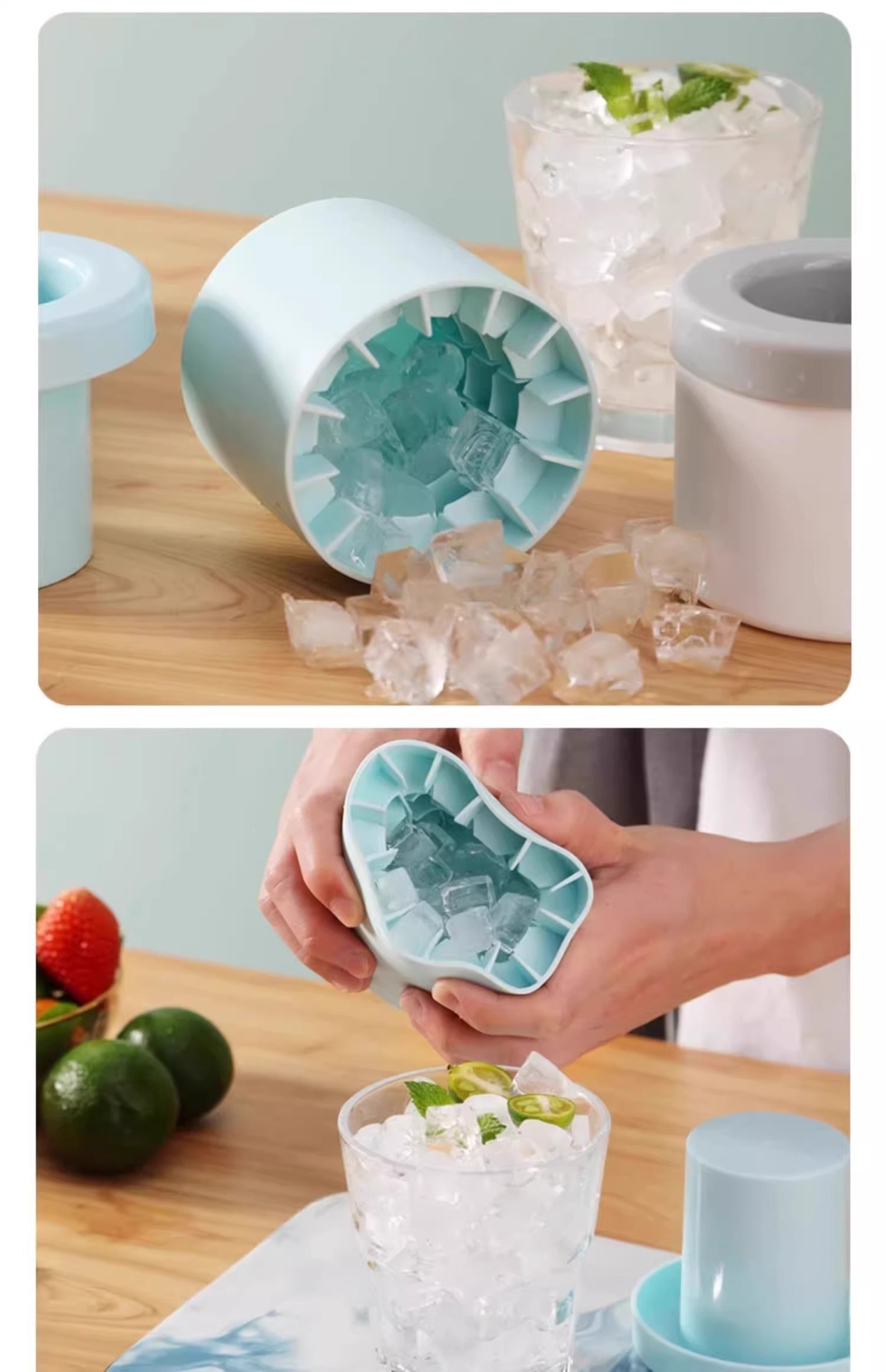 Silikon Buz Kalıbı Buz Küpü Kalıbı Kolay Çıkarma Silindir Buz Kalıbı Mini Buz Kovası Buz Kutusu Saklama Kutusu