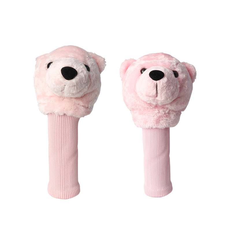 Comercio exterior Pink Bear Head Doll Juego de palos de golf Juego de palos de golf Juego de palos de relleno Equipo de palos de lana