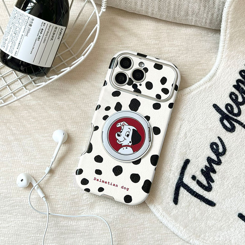 Black and White Cow Spotted Cute Dog Design Suitable for Apple 17 Phone Case, Shockproof Full-Cover iPhone 16 3D Stand Soft Case Black and White Cow Spotted Cute Dog Design Suitable for Apple 17 Phone Case, Shockproof Full-Cover iPhone 16 3D Stand Soft Case