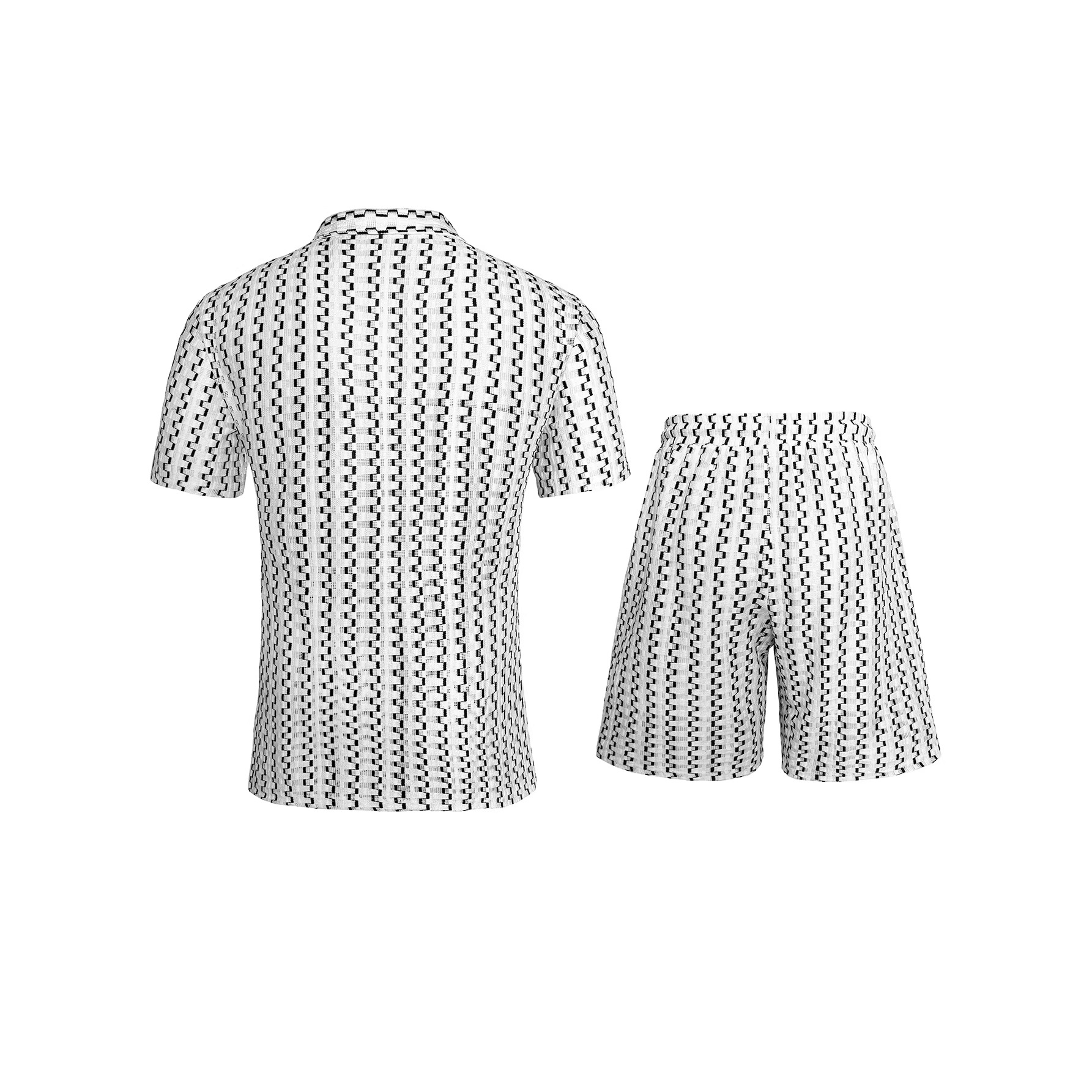 Ensemble deux pièces pour homme, style vacances décontracté, chemise rayée et short ample, collection européenne et américaine 2026 (réf. 260101)_voghion.com