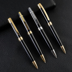 重手感黑色金屬圓珠筆印logo商務辦公簽字筆旋轉式原子筆辦公文具