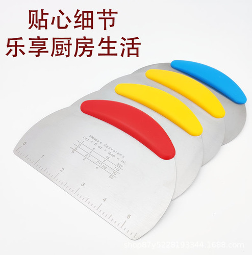 Wholesale Home Half-Circle Stainless Steel Cutting Surface Scraper with Graduations Baking Scraper Cake and Flatbread Noodle Scraper