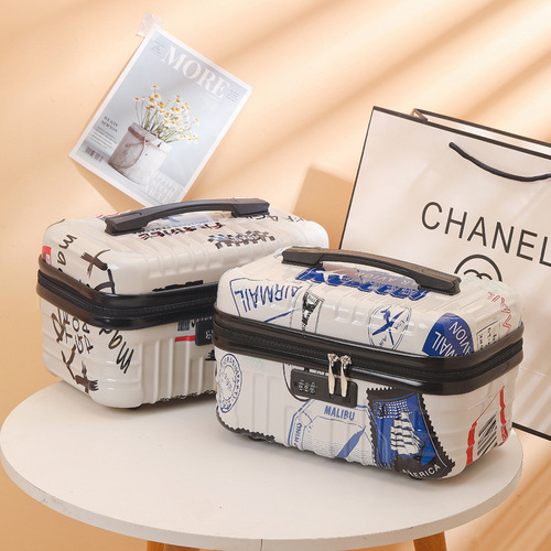 16-inch women's carry-on suitcase cosmetic bag large capacity lockable travel case lightweight waterproof toothbrush bag makeup and cosmetics storage box