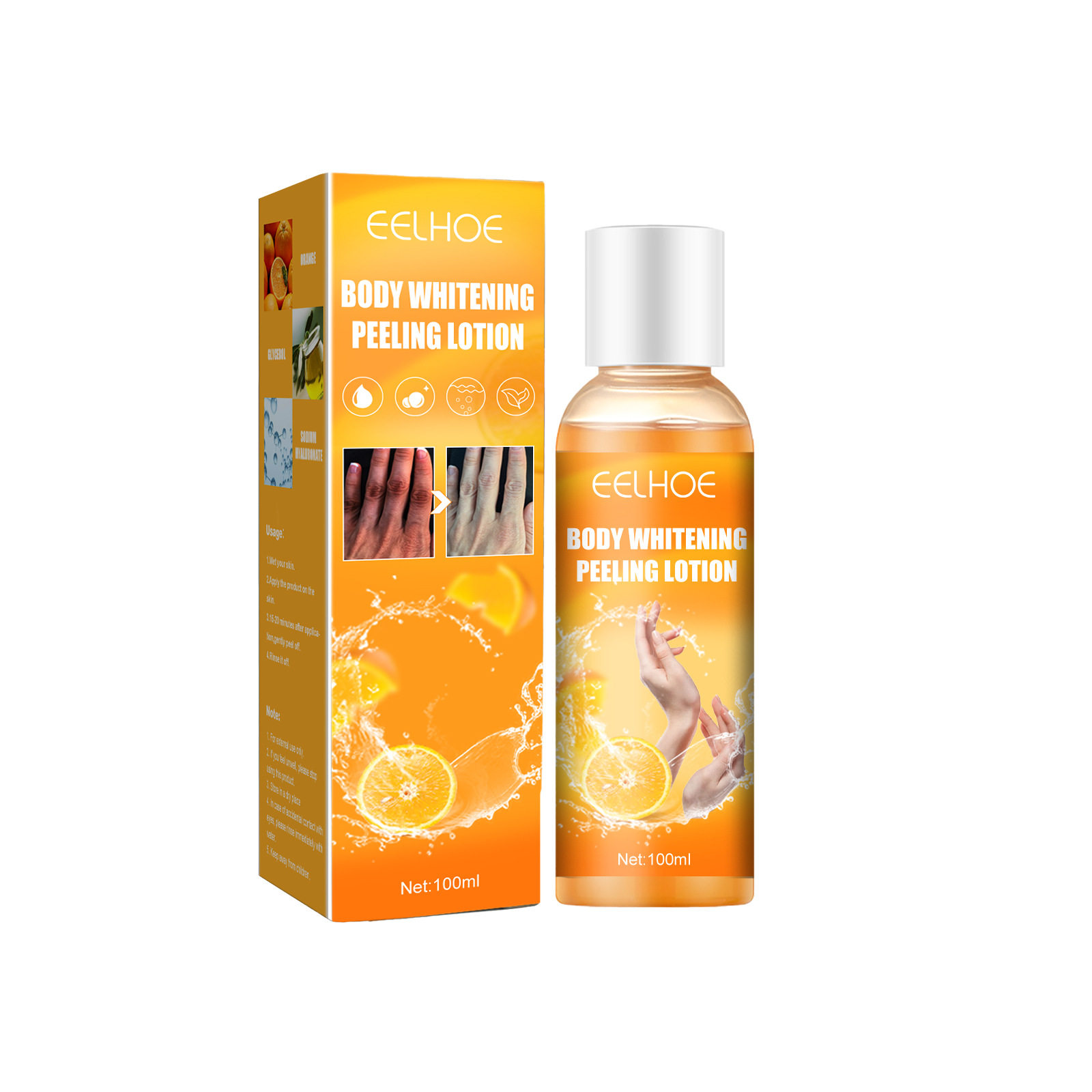 eelhoe Orangenschalen-Peeling-Gel, schwärzend, aufhellend, feuchtigkeitsspendend, aufhellend, Hautfarbe aufhellend und Melanin-Gel_voghion.com