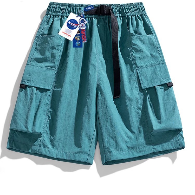 Pantalones cortos de seda de hielo de marca de moda casual de la NASA, protector solar de verano para hombres, varios bolsillos, deportes casuales, pantalones delgados para adolescentes