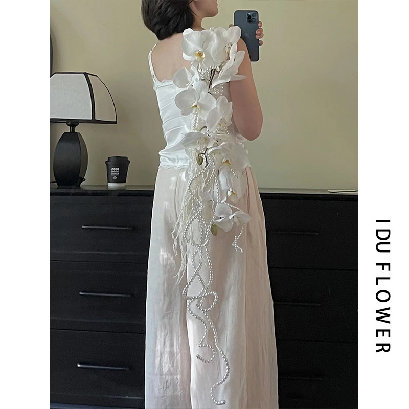 センス胡蝶蘭滝の花結婚式の花嫁の水滴ハンドブーケ結婚式の写真撮影パールブレスレットブーケ|undefined