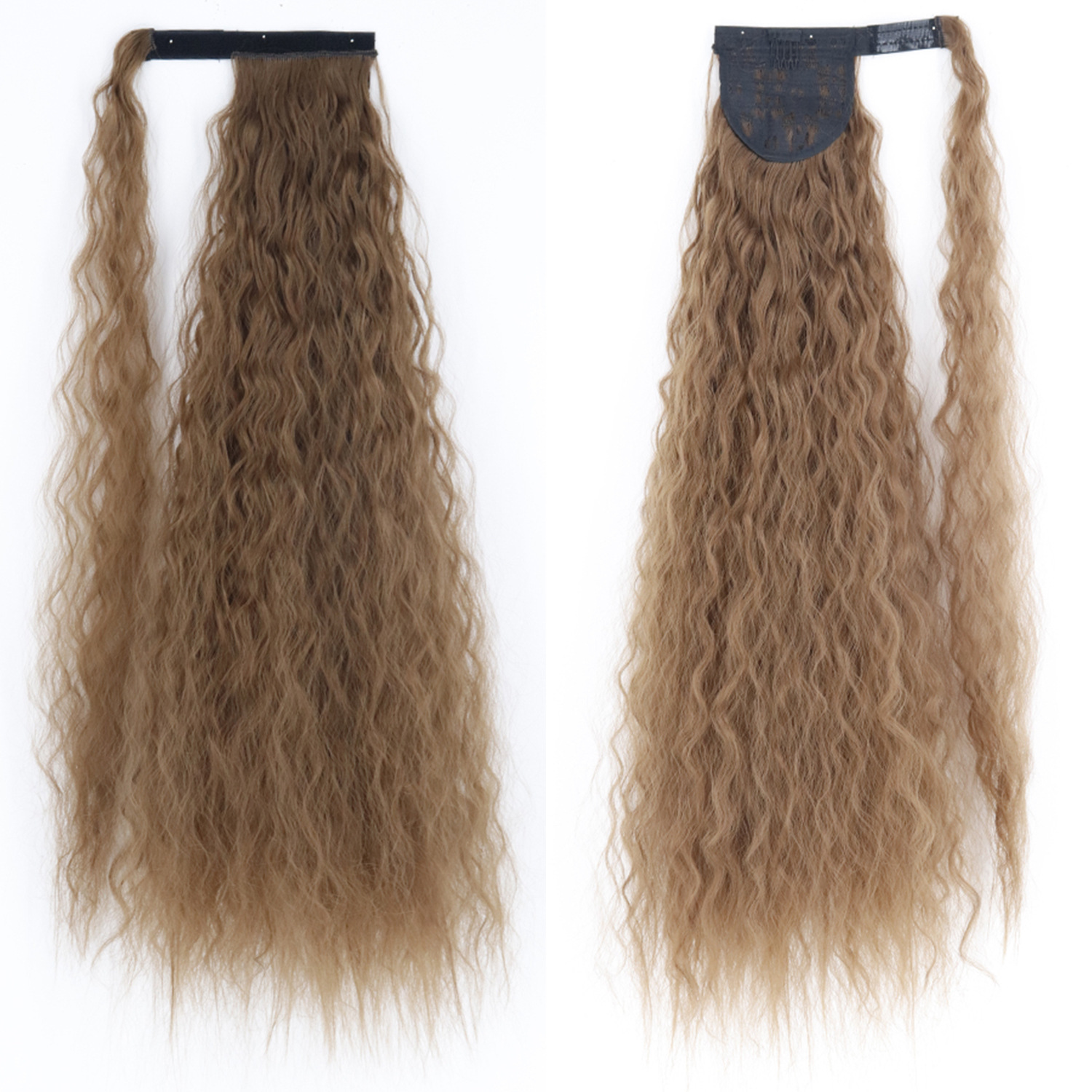 85CM peluca cola de caballo velcro maíz caliente cola de caballo largo cabello rizado fibra de caballo