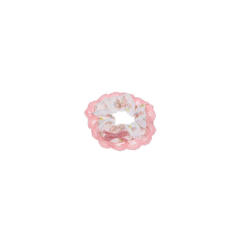 Arco rosa de encaje anillo de cabello de cabello de mujer cuerda de cabello de cola de caballo cuerda de cabeza temperamento suave tocado de banda de goma