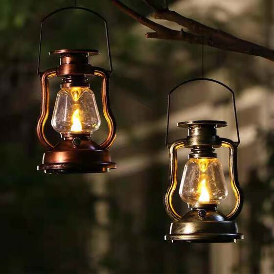Vintage solar kerosene lamp horse lamp portable lamp home outdoor courtyard garden decorative lamp LED lamp candle lamp