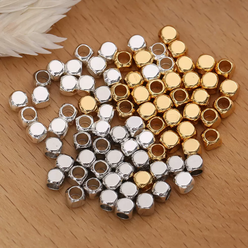 新款倒角方珠铜制方形隔珠diy手工串珠配件手链项链隔珠散珠批发