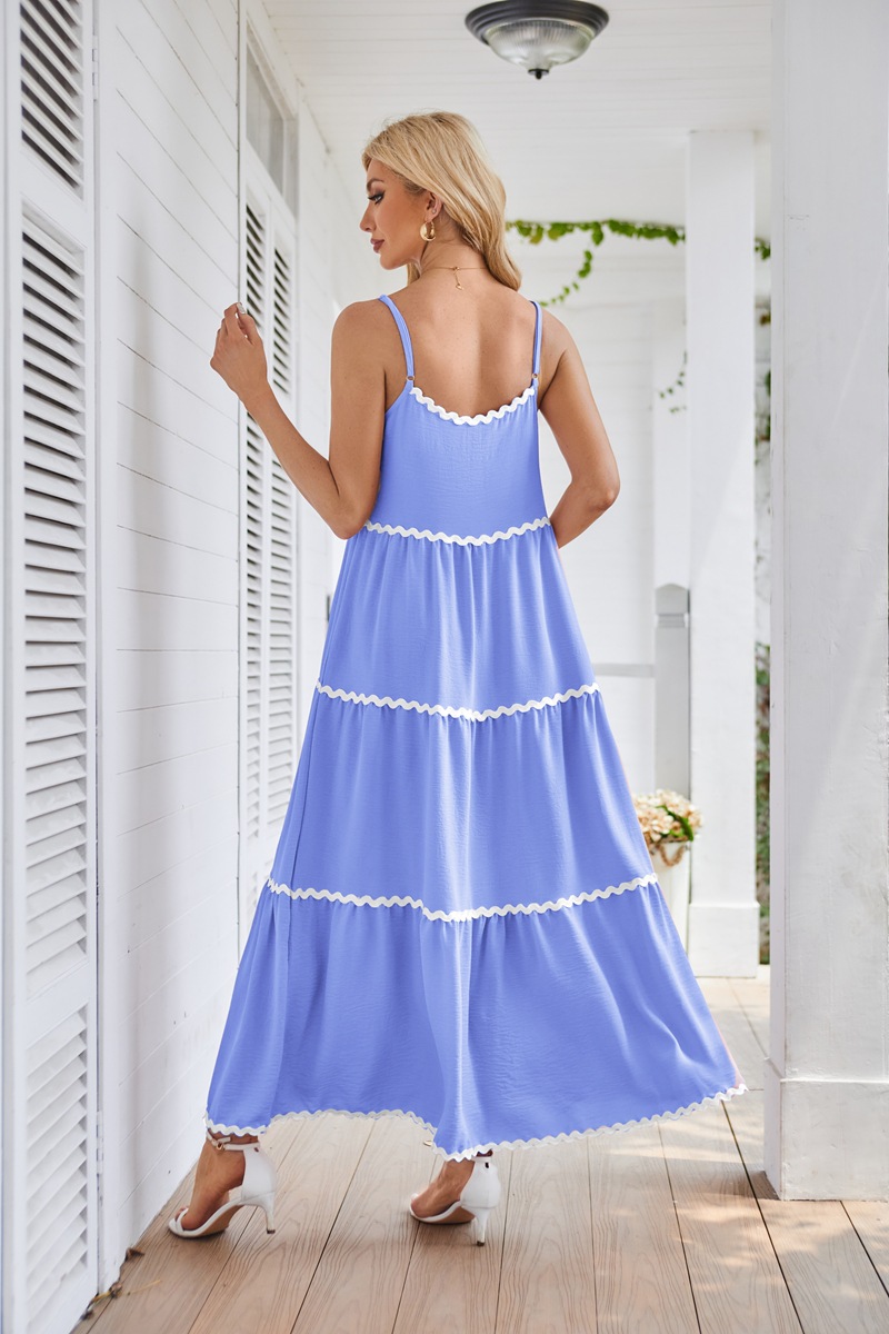 Femmes Robe À Bretelles Style Simple Sangle Sans Manches Couleur Unie Maxi Longue Robe Vacances Du Quotidien display picture 3