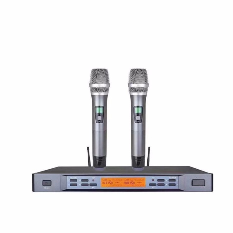 RUSEL MS598无线一拖二手持话筒U段K歌会议智能感应无线麦克风