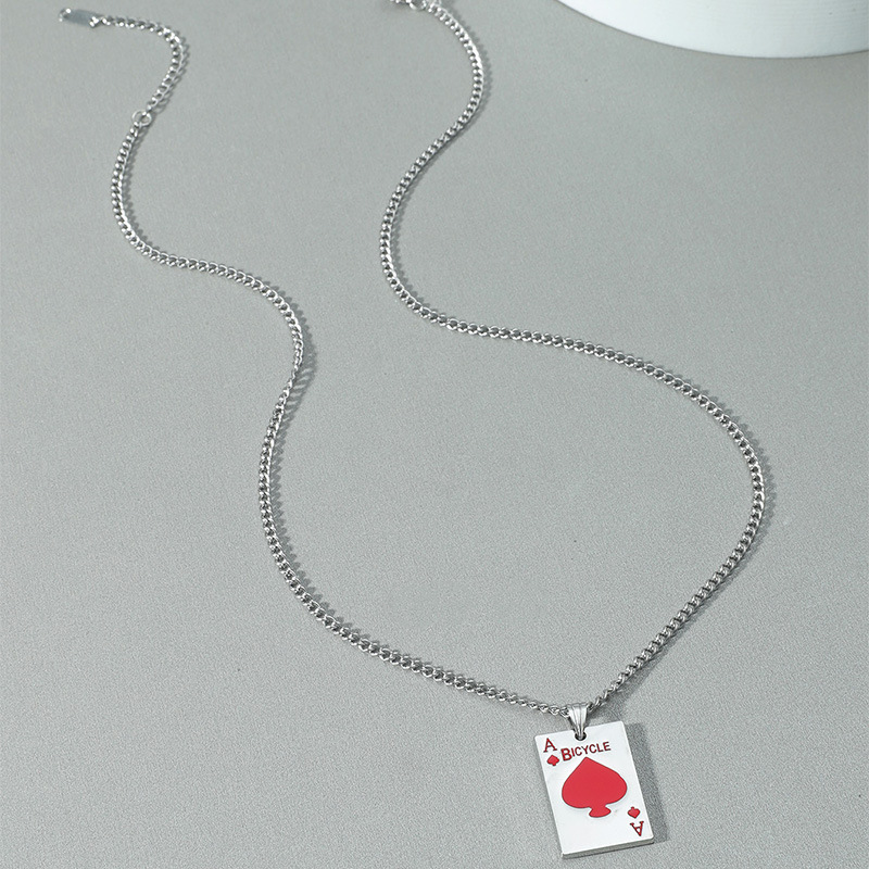 Nihaojewelry Punk Style Playing Cards Spades Pendant Necklace Wholesale Jewelry display picture 4