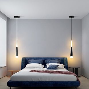卧室床头吊灯现代简约创意个性艺术长线网红吊线灯高级主卧小吊灯-阿里巴巴
