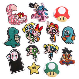 卡通动漫人物飞天女警刺绣布贴服装装饰补丁贴恐龙徽章绣花标现货